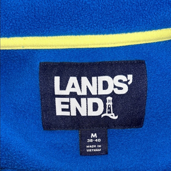 Lands' End Blue Puffer Jacket with Stand-Up Collar and Quarter-Zip Closure - Picture 6 of 9